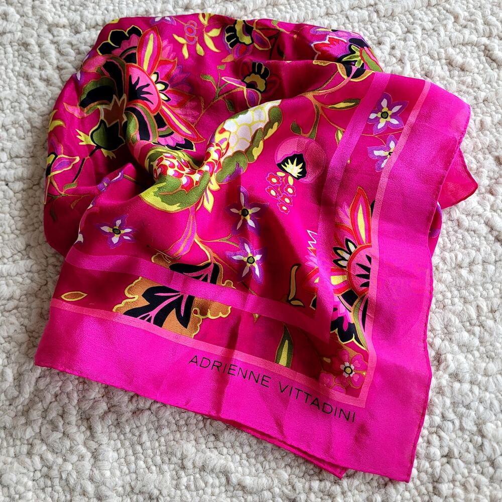 Adrienne Vittadini Silk Floral Flower Paisley Square Scarf 30 inch